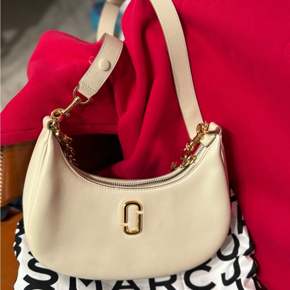 Marc Jacobs Cream Shoulder Bag with Gold Accents